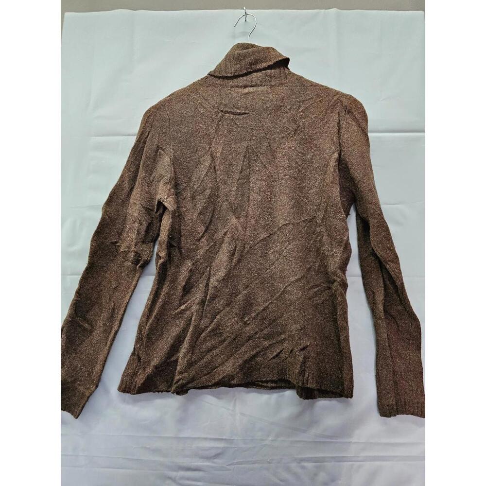 Deane and White Lambswool Argyle Turtleneck Sweater Brown Medium Hole Flaw - Picture 5 of 5